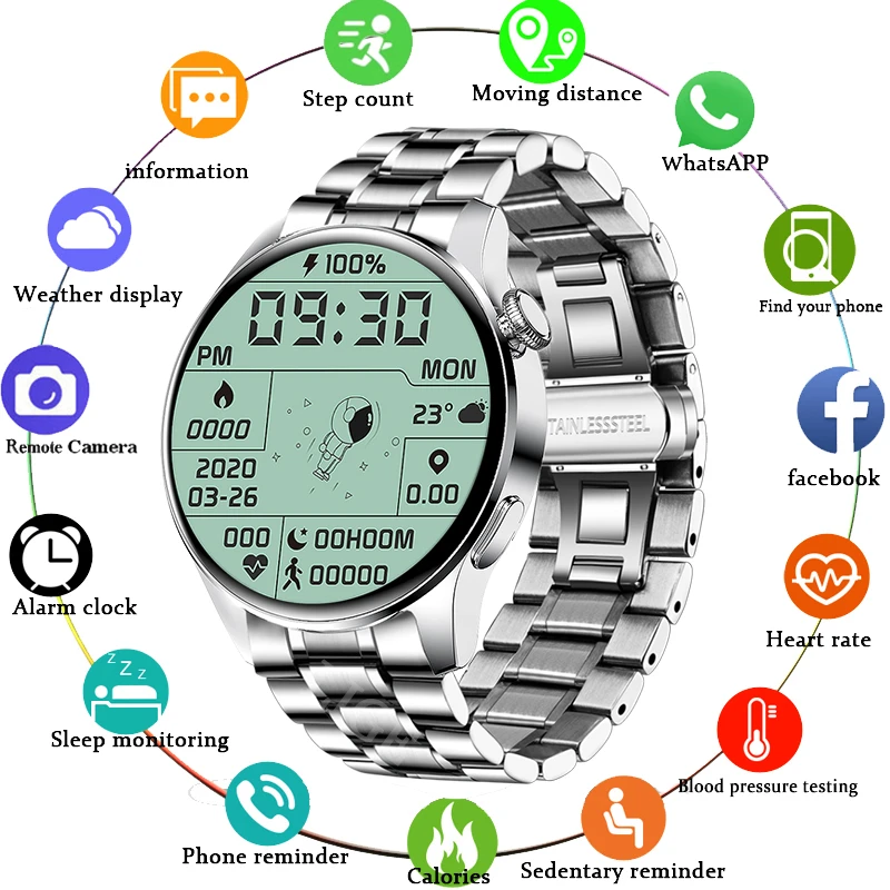 LIGE Smart Uhr Mode Bluetooth Anruf IP67 Wasserdichte Luxus Edelstahl Sport Fitness Männer Uhren Für Xiaomi Android IOS Image