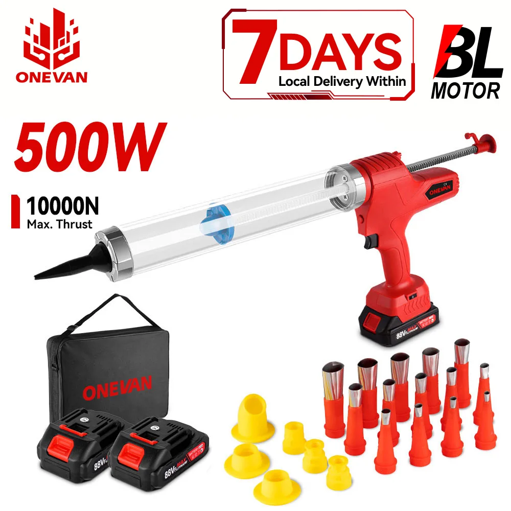 ONEVAN 50 MM Elektrische Glaspistole 14 Düsen Akku-kartuschen Glaspistole Houeshold Lücke Füllung Elektrowerkzeuge Für Makita Batterie Pin Image