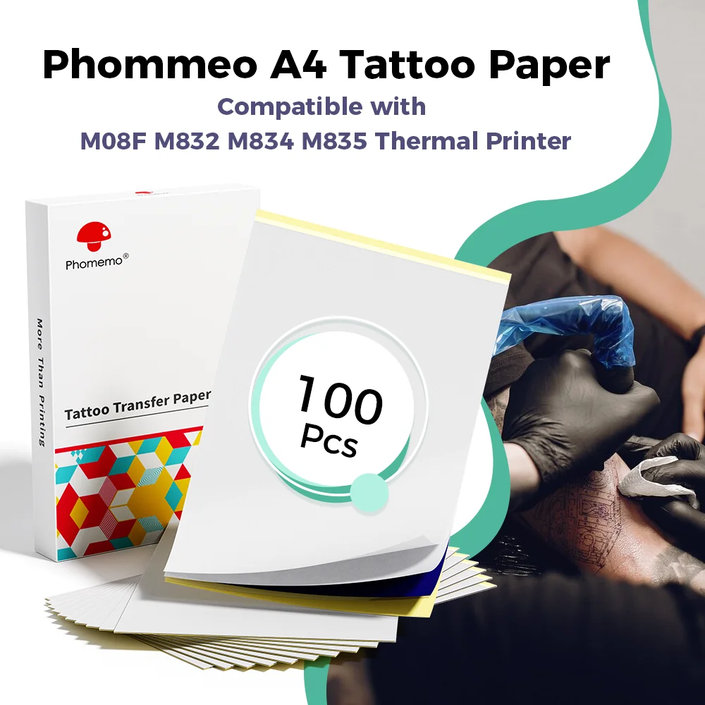 Tattoo Transfer papier 100 Blatt A4 Größe Thermos chablonen papier DIY kompatibel für Phomemo m08f m832 m834 m835 a4 Papier drucker