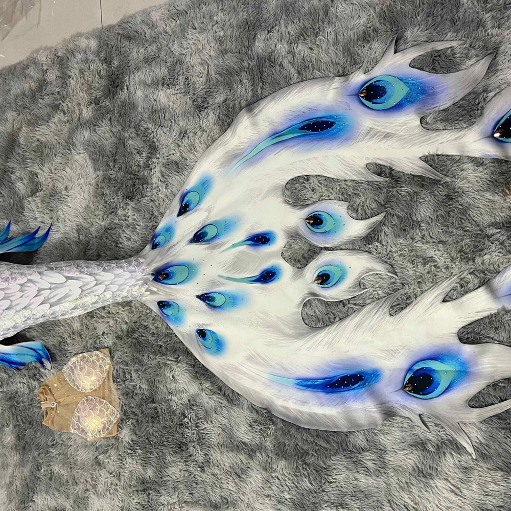 Neue Super Schöne Meerjungfrau Pfau Big Tail Badeanzug Sommer Erwachsene Schwimmen Cosplay Aquarium Leistung Badeanzug Pfau Stil Image