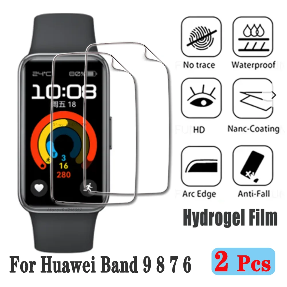 2 Stück Hydro gel folie für Huawei Band 9 8 Smartwatch gebogene weiche Displays chutz folie für Honor Band 9 6 5 Schutz folie Zubehör Image