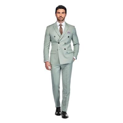 2-piece Slim Fit Double Breasted Suit - Green - Gino Vitale Suits