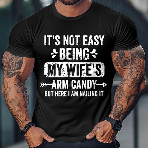 Valentine's Day Men's Letter Printed Candy Love Wife T Shirt Tee Top 100% Cotton Short Sleeve Graphic Shirt Black White Red Comfortable Tee Vacation Street Fashion Designer Clothing