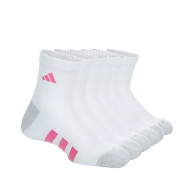 Adidas Girls Athletic Cushioned Quarter Socks 6 Pairs