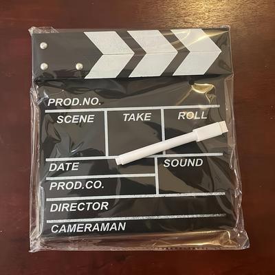 TEMU Vintage Wooden Prop With Erasable White Marker Pen - Movie Accessory, Classic Film 's Slate For Photography & Theater Enthusiasts Image