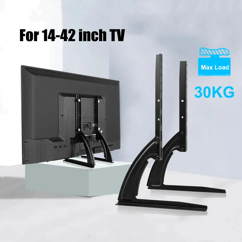 Supporto per supporto TV regolabile, staffa universale per supporto TV per TV a schermo piatto con monitor da 14 a 42 pollici, gambe TV, può contenere fino a 30 kg