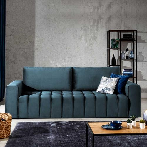 Sofa Dreisitzer Sofa aus Samt in Dunkelblau