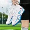 Stilvolle weiße Herren-Fußballschuhe, große Größe 32–46 TF/FG, schnelle Fußball-Turnschuhe,
