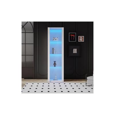 Minkurow - Weiße Hochglanz-Vitrine mit LED-Beleuchtung, 3 Glasböden, 5538166 cm, Vitrinen, Image