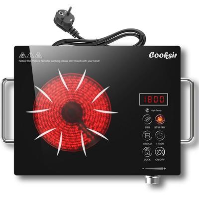 Cooksir - Glaskeramikkochfeld 1 Platte mit Stecker, kochfeld Autark, Tragbar Glaskeramik