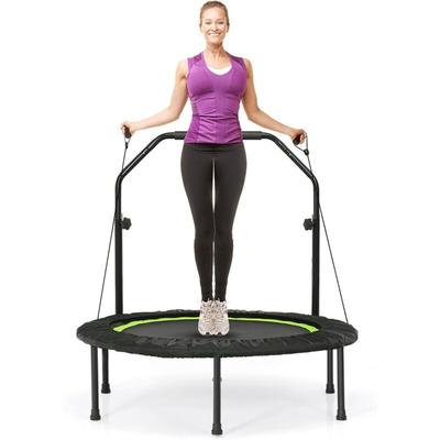 Costway - 101cm Mini Trampolin, Fitness Trampolin mit höhenverstellbarm Haltegriff & 2 Image