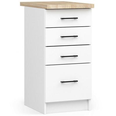 Küchenschrank Akord oliwia modular S40 Unterschrank mit Arbeitsplatte Weiß 40 cm 4 Schubladen B40 x Image
