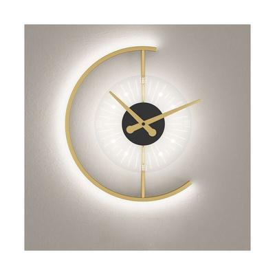 Ugreat - Wanduhr, moderne Uhr, Wandlampe, Wohnzimmer, Schlafzimmer, Nachttisch, Gang, Loft, golden, Image