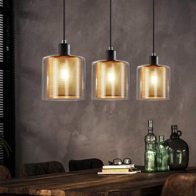 GBLY Pendelleuchte Esstisch Hängelampe Vintage - Schwarzgold Hängeleuchte Retro 3 Flammig E14 Image
