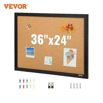 VEVOR Cork Board 36x24/24x18 in Bulletin Board W/ MDF Sticker Frame Vision Board Includes 10