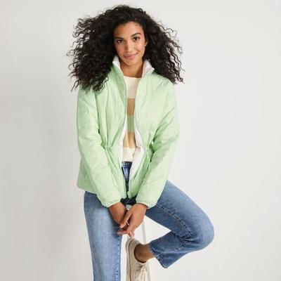 Wanderweight Down Ultralight Packable Reversible Jacket, Women, size: 16-18, petite, Green, Nylon, by Lands' End