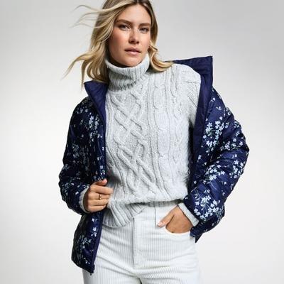 Wanderweight Down Ultralight Packable Reversible Jacket, Women, size: 8, regular, Blue, Nylon, by Lands' End