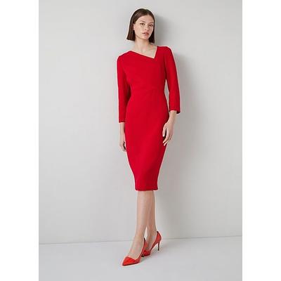Alexis Red Wool Crepe Shift Dress Crimson, Crimson