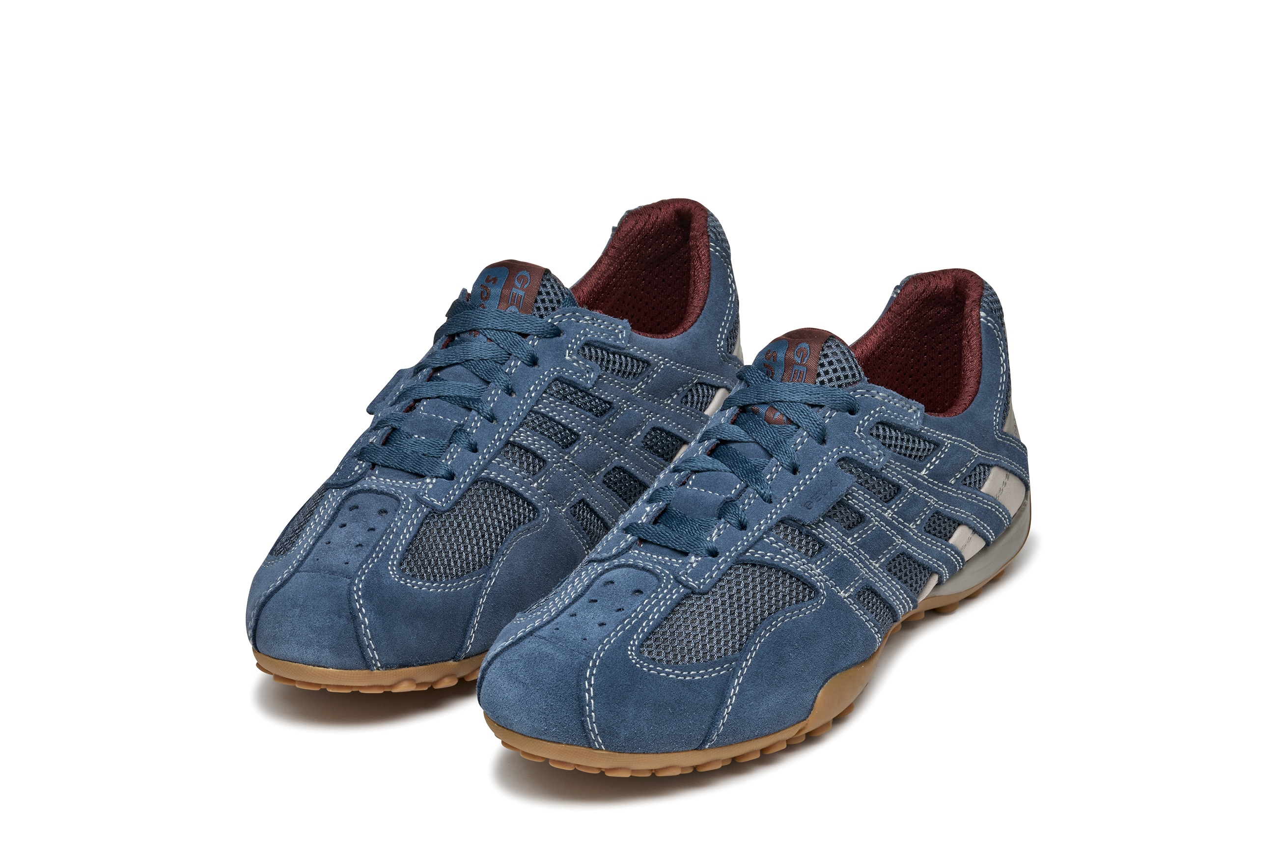 Schnürschuh GEOX "U SNAKE ORIGINAL", Herren, Gr. 44, blau (hellblau), Leder, Textil, Schuhe Schnürschuh, Schnürschuh, Freizeitschuh, Trekking Sneaker mit Lederinnensohle