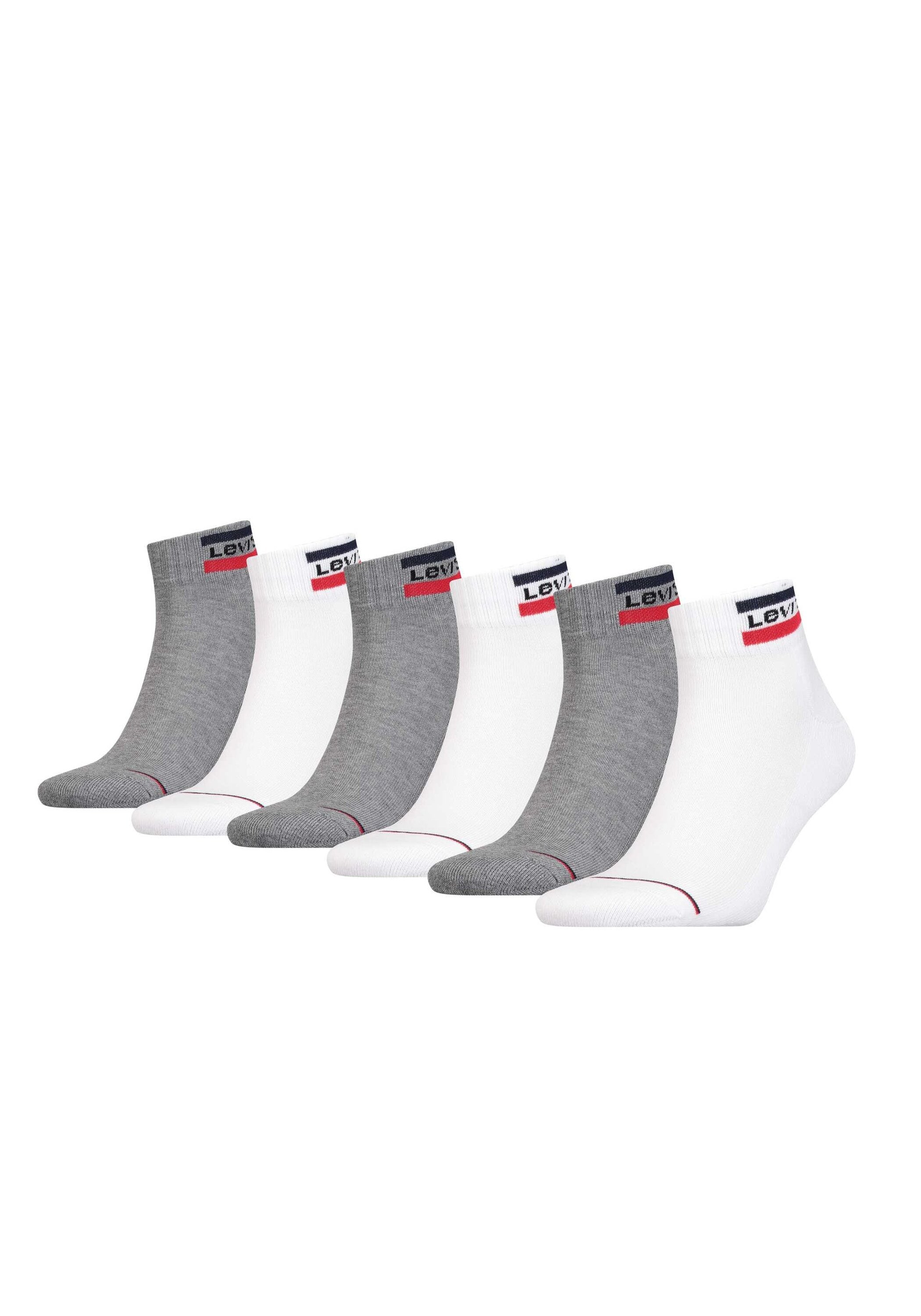 Kurzsocken LEVI'S "Socken 6er Pack", Herren, Gr. 39-42, weiß (weiß, grau), Obermaterial: 83% Baumwolle CO. 15% Polyamid PA. 2% Elasthan EL., Socken