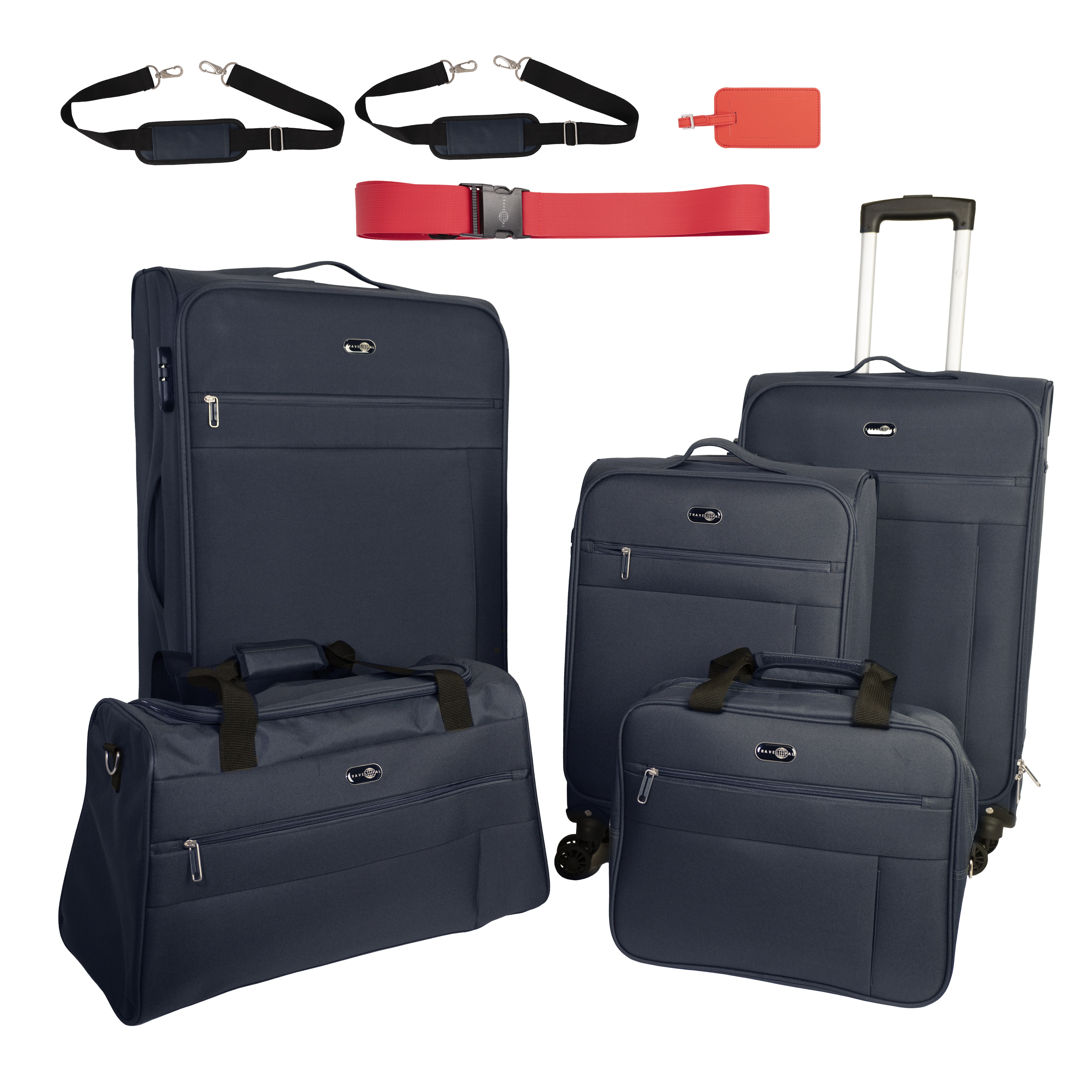 Trolleyset TRAVEL PAL "Reisegepäck Trolley-Set PALMA", blau (marine), Polyester, unifarben, Koffer-Sets, 3 Koffer S/M/L, Reisetasche, Fliegetasche, Kofferanhänger, Koffergurt Image