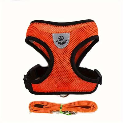 TEMU Reflective Pet Harness And Leash Set For Dogs And Cats, Adjustable Puppy Cat Vest Harness With Soft Mesh. Image