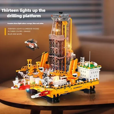 Tiefsee Öl Brunnen Bohren Offshore Öl Plattformen Bausteine Ziegel Engineering Modell Montage Sets Image