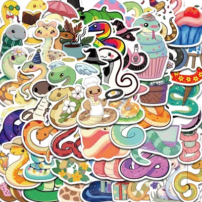 50PCS Nette Macaron Kleine Schlange Aufkleber Cartoon Laptop Gepäck Mode Kaffee Nostalgie Hause Wohnzimmer Graffiti Aufkleber Image