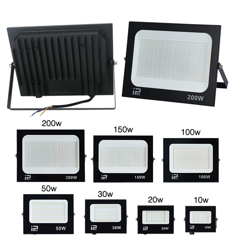 LED-Flutlicht-Scheinwerfer, 100 W, 150 W, 200 W, Außenbeleuchtung, 6500 K, wasserdicht, für Garage, Fitnessstudio, Straßentor, Wandleuchten, Flutlicht, AC220 V