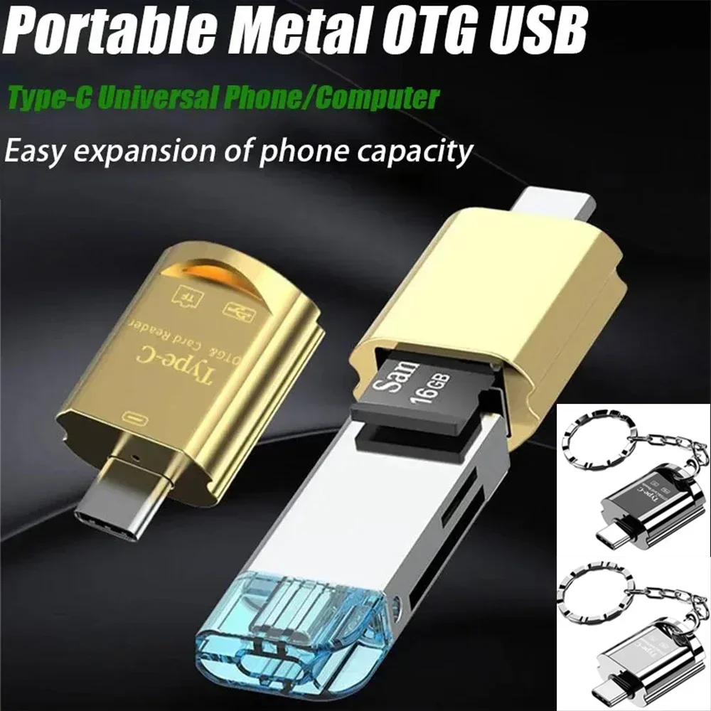 Adaptateur Portable OTG USB Type C en métal, Support multi USB-C, carte TF, lecteur de disque Micro SD U pour SmartPhone, tablette, Macbook