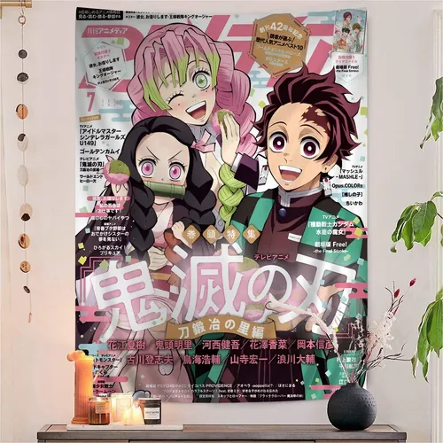 Tapisserie Murale à Motif de Demon Slayer Oke Roji Mitsuri, Décoration Artistique Murale pour Salon,