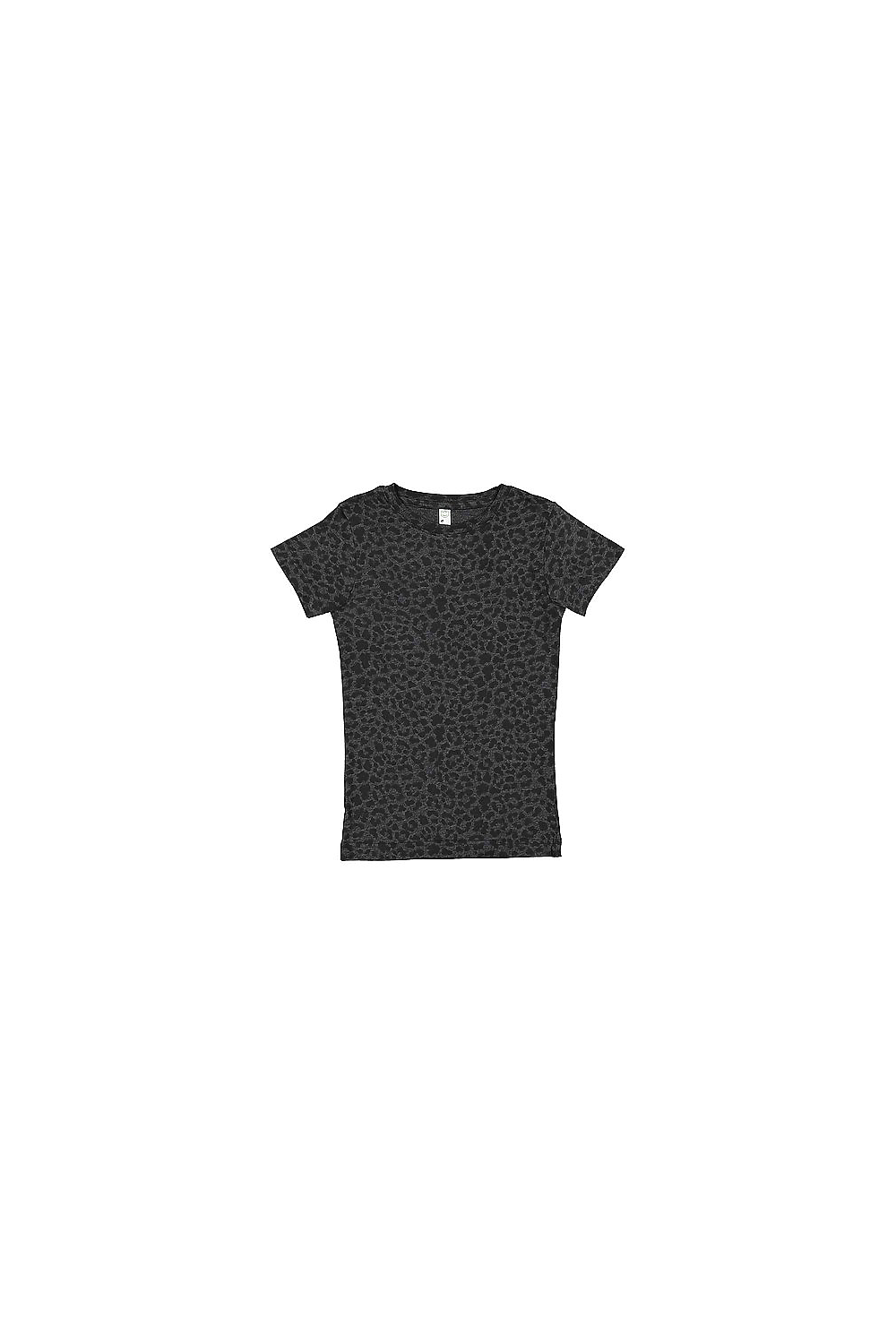 LAT 2616 Girls Fine Jersey Top in Black Leopard size Medium | Cotton LA2616