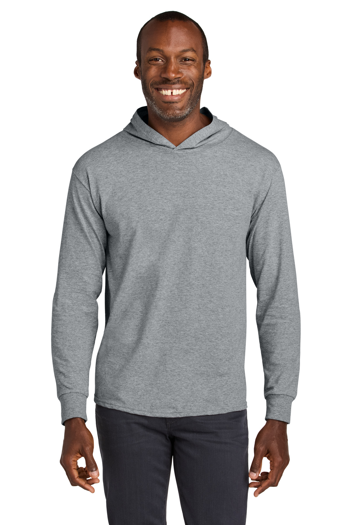 Jerzees 363LH Classics Cotton Long Sleeve Hooded T-Shirt in Heather size Large