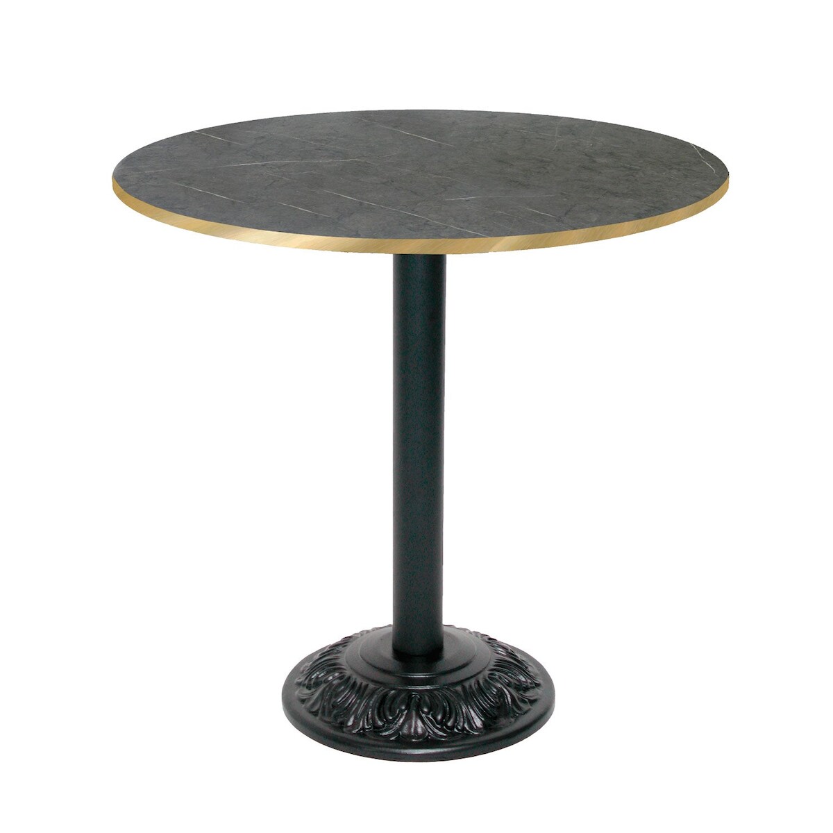 Restootab Tisch Bistrot-Stil Ø70cm - Modell Marquina mit messingfarbenen Kanten Image