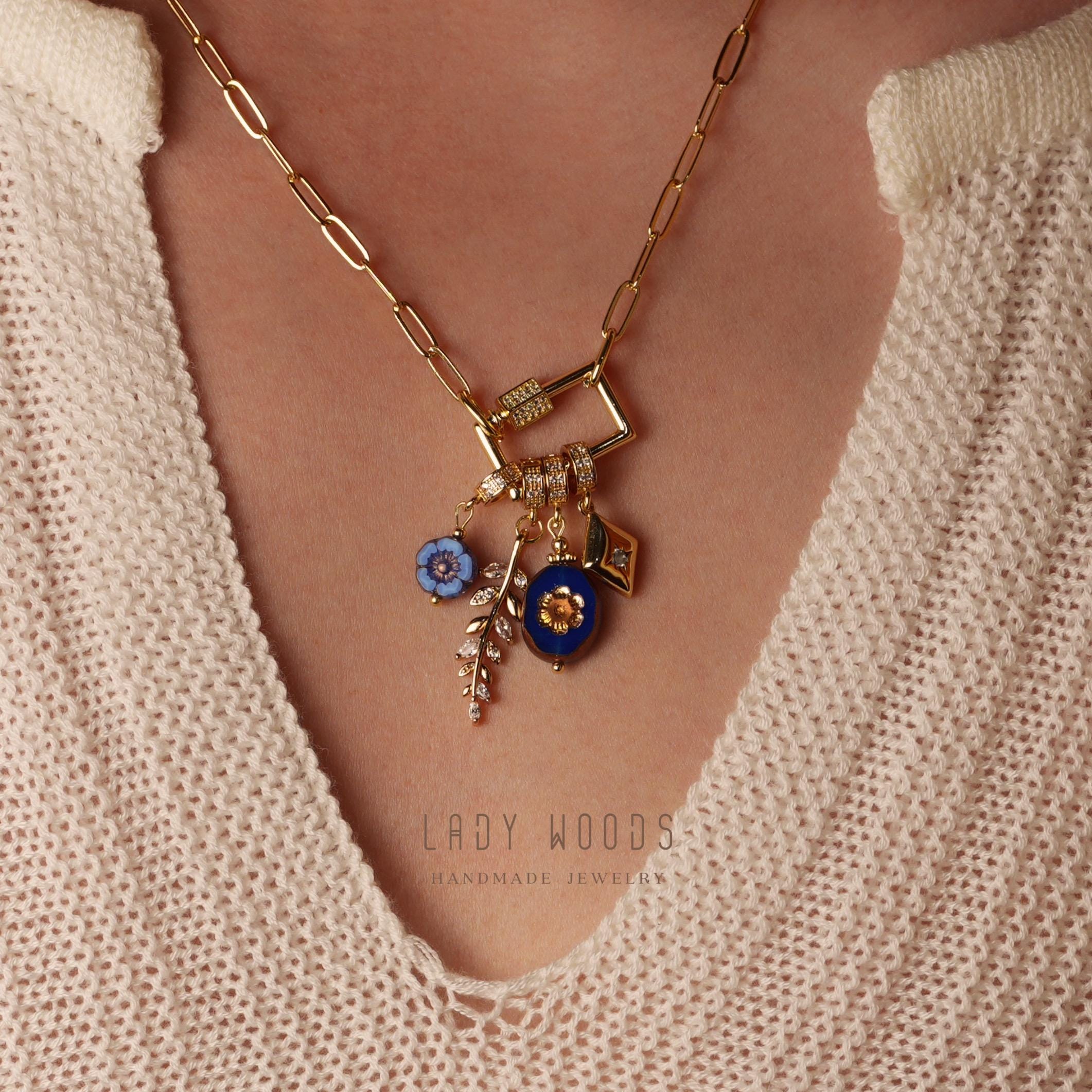 Crea la tua collana con ciondolo personalizzata - Crea il tuo ciondolo - Collana con ciondolo in oro - Gioielli con ciondolo in cristallo - Collana pe