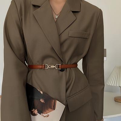 TEMU Pu Leather Belt With Alloy , Simple And Elegant Design, Suitable For , Business, And Leisure Image