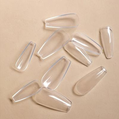 TEMU 600pcs Ballet Coffin False Nails, Transparent Acrylic Full Cover Tips, Short Length, , Pure Press On Capsule Artificial Fake Nails Set Image