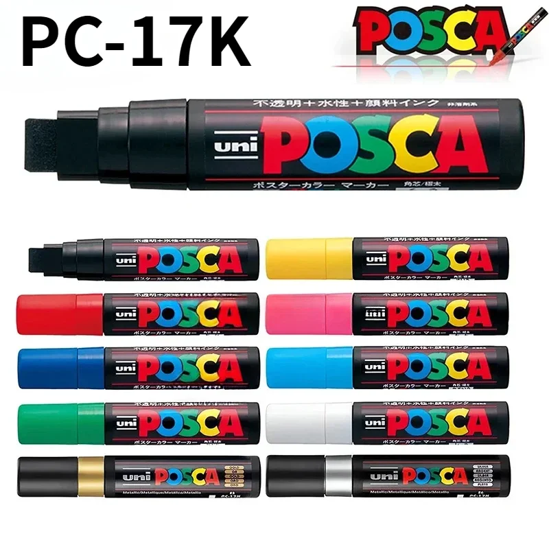 UNI POSCA PC-17K Pennarello Graffiti Penna per vernice Pennarelli artistici POP Punte larghe 15mm Penna per tessuto Forniture artistiche Ampie pennarelli da colorare
