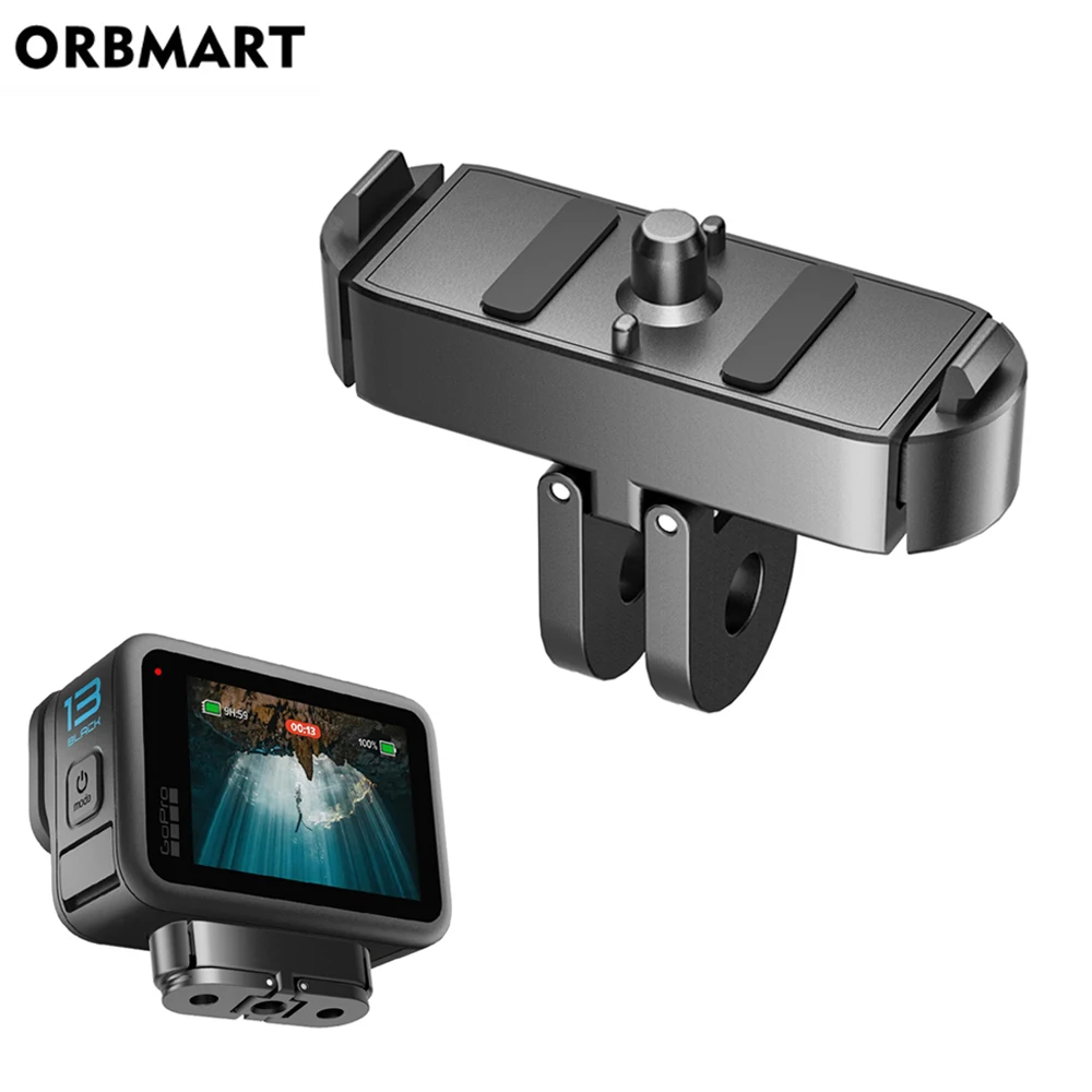 Magnetische Schnellwechselhalterung aus Metall für GoPro Hero 13, Latch-Montageadapter mit 1/4 Schraubenloch für Go Pro Hero 13, schwarzes Zubehör Image