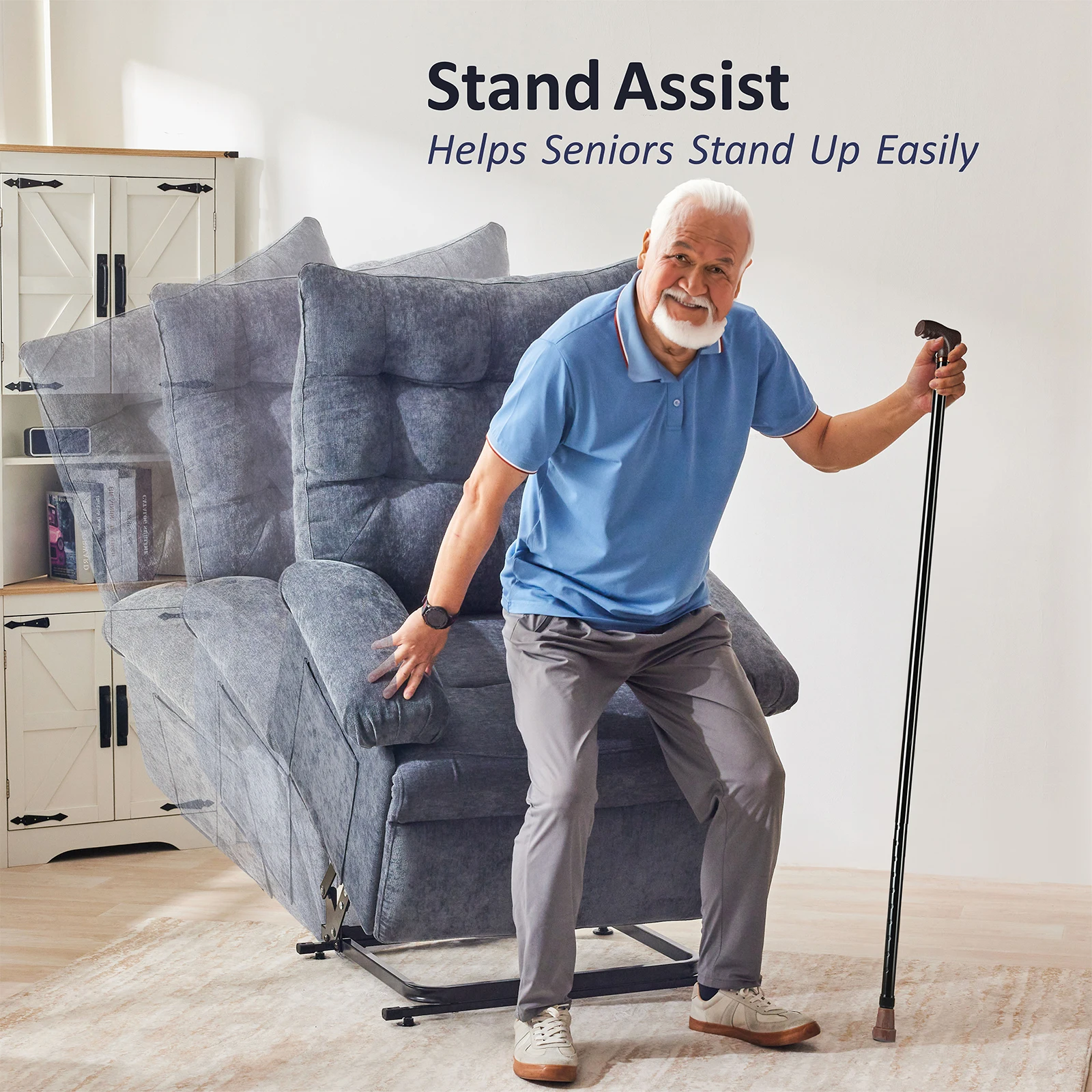 Redlife Power Lift Liegestuhl für ältere Menschen Ergonomisches Liege sofa mit 3 Motor leistung einstellbare Position für Wohnzimmer Schlafzimmer Image