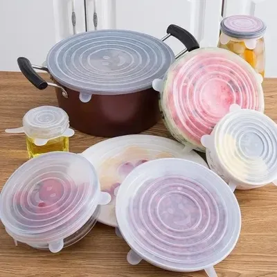 For Kitchen Accessories Cover Food Adjustable Elastic Silicone Caps Kitchen Storage Organization