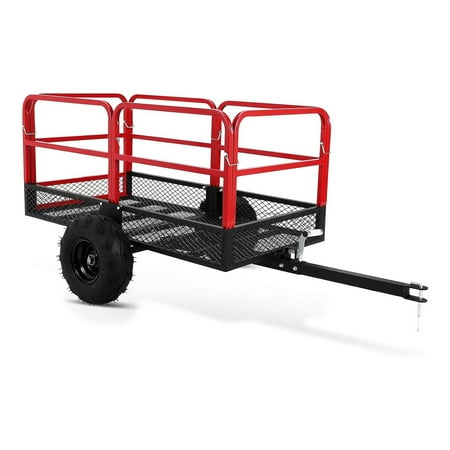 Pinypikaka ATV Trailer Garden Dump Cart Tow Behind 1500lbs 22 Cubic Feet Heavy Duty Trailer Dump Cart Pull Behind Yard Wagon Cart on 2 Wheels Lawn Mower Cart for Lawn Mower Tractor ATV UTV