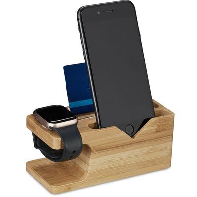 Ladestation, für Apple Watch & iPhone, Bambus, HxBxT: 6 x 14 x 6,5 cm, Handy-Station & Image