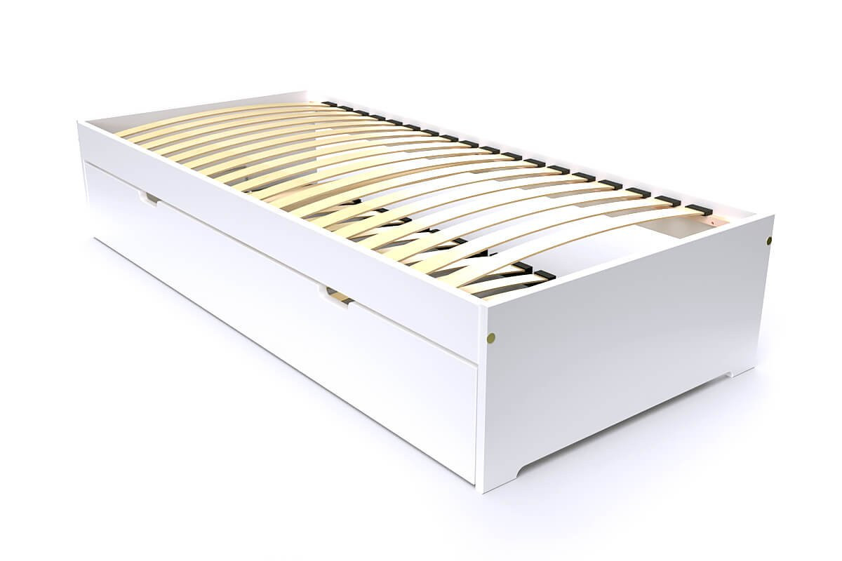 Lit gigogne 90x190 Malo pin massif - Blanc