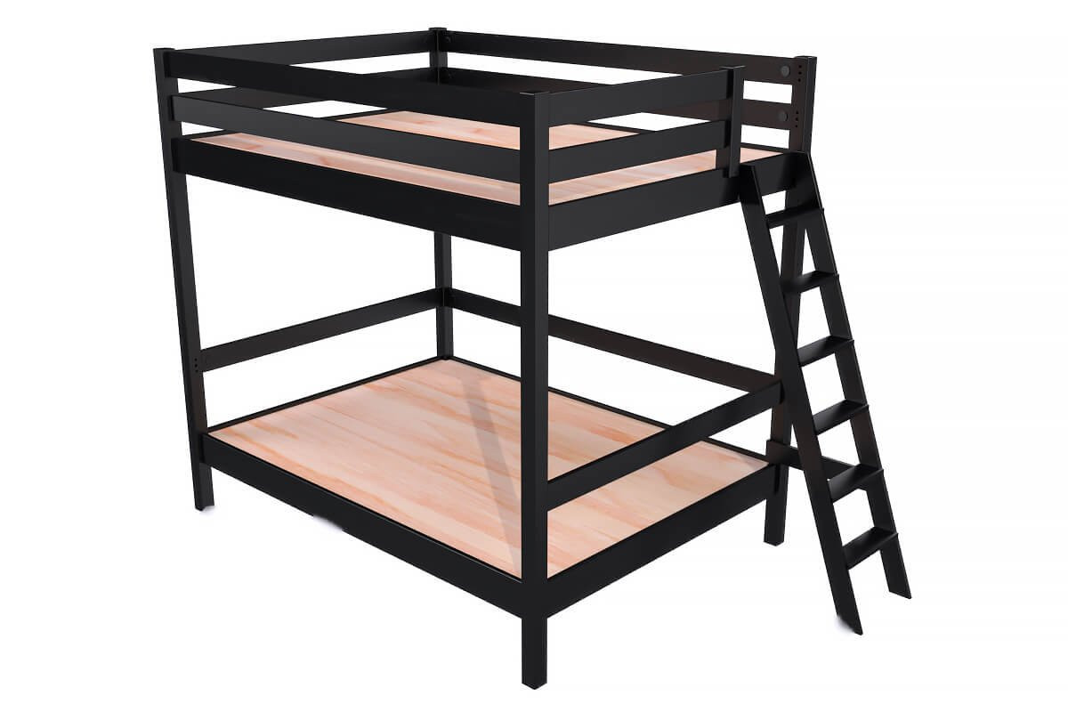 Lit double superposé Sylvia 160x200 avec échelle - Noir