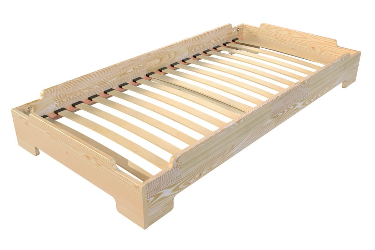 Lit Empilable 80x190 - 1 place en Bois Massif - Vernis Naturel