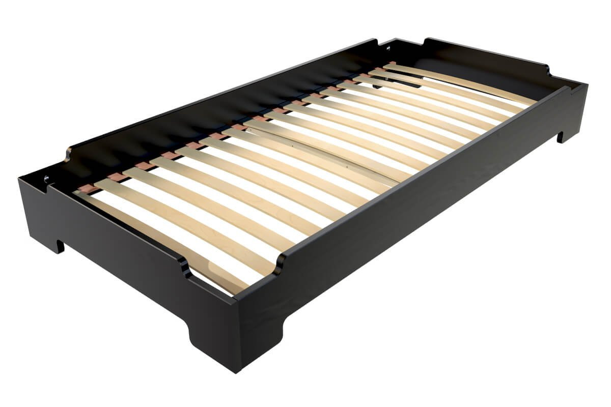 Lit Empilable 80x200 - 1 place en Bois Massif - Noir