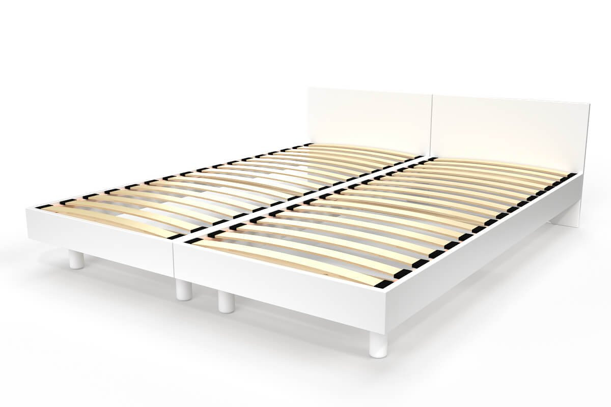 Lits jumeaux bois massif avec têtes Twin - 90x200 - Blanc