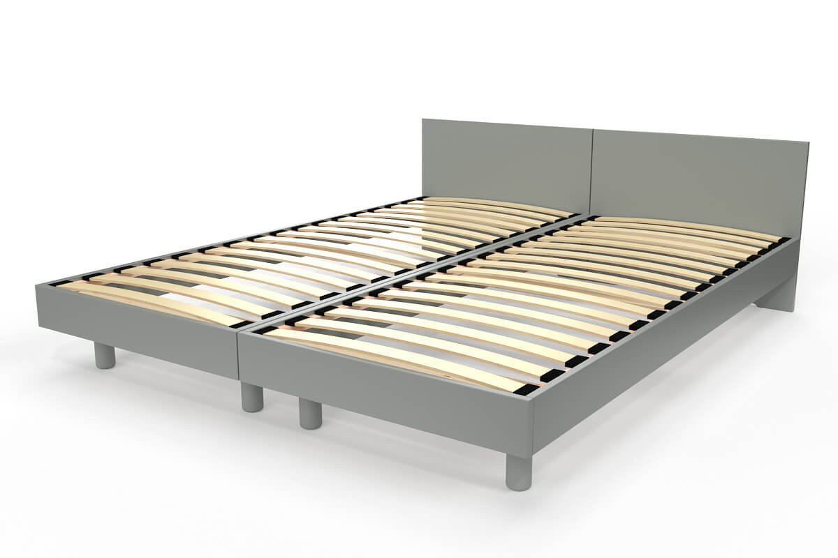 Lits jumeaux bois massif avec têtes Twin - 90x200 - Gris