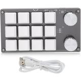 TRAHOO-12 Keys Gaming PC Keyboard Mechanical Gaming Keypad with Adjustment Knob Multi Functional One Handed Gaming Keyboard with Shortcut Keys (Black White)